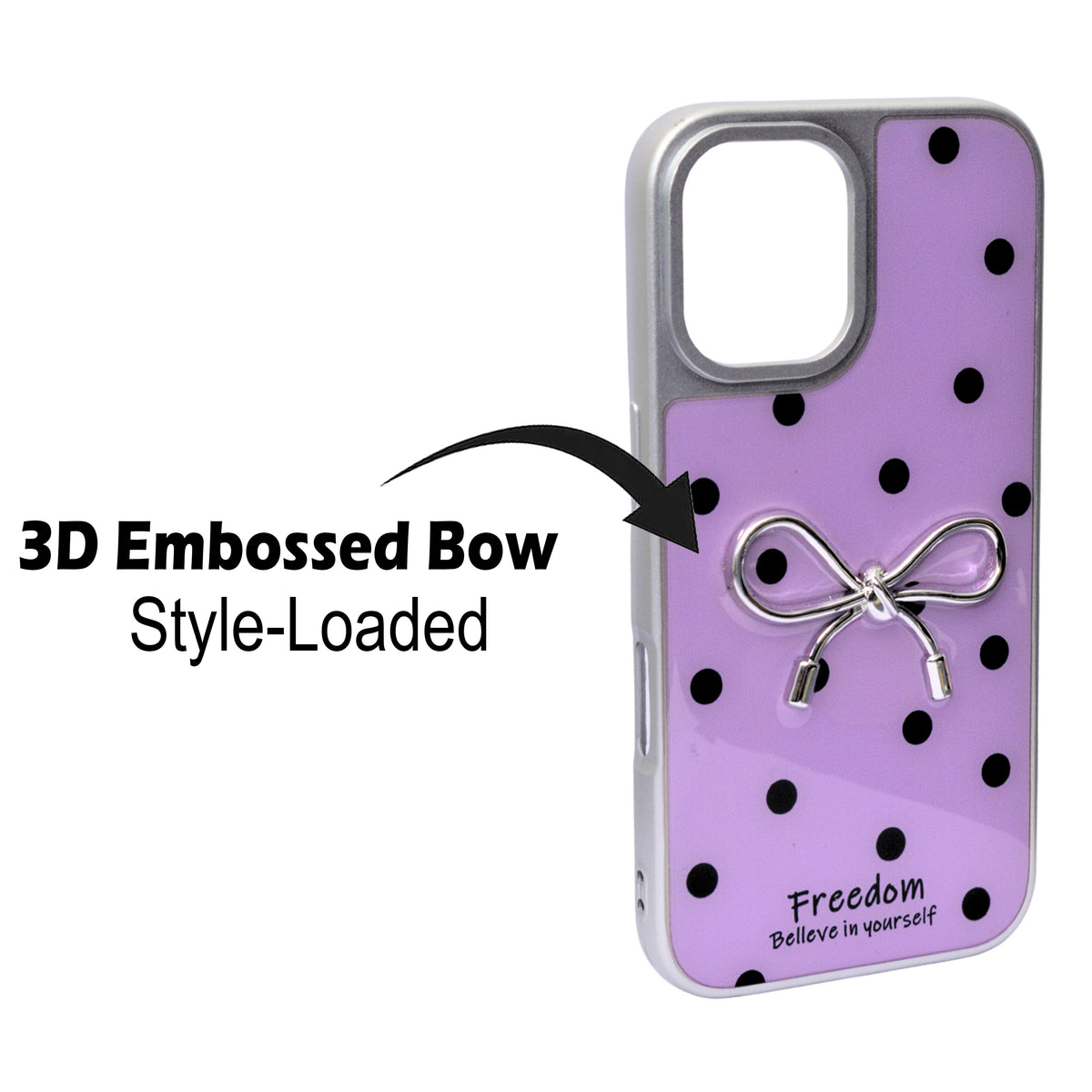 Stylish Polka Dot Bow Cover For iPhone 16