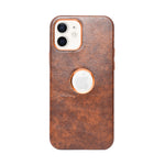 Premium Leather Finish with Metallic Logo Ring Cutout Phone Case for iPhone 12 /12Pro