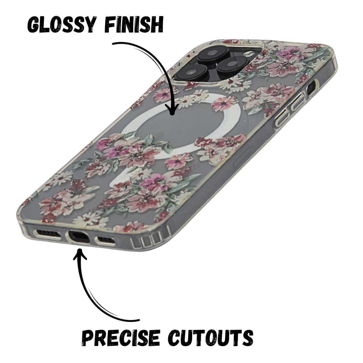 Floral Transparent MagSafe Shockproof Protection Phone Case For iPhone 14 Pro Max