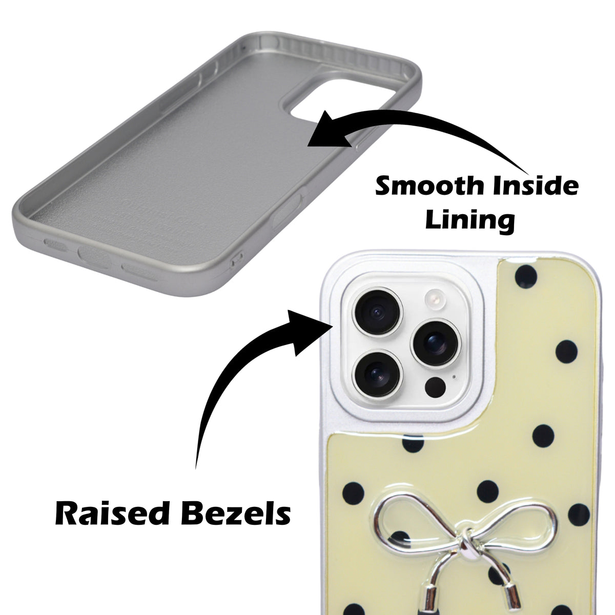Stylish Polka Dot Bow Cover For iPhone 15 Pro Max