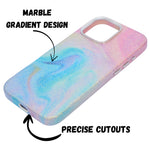 Glitter Marble Rainbow Case with Sparkle Finish Cover For iPhone 16 Pro Max