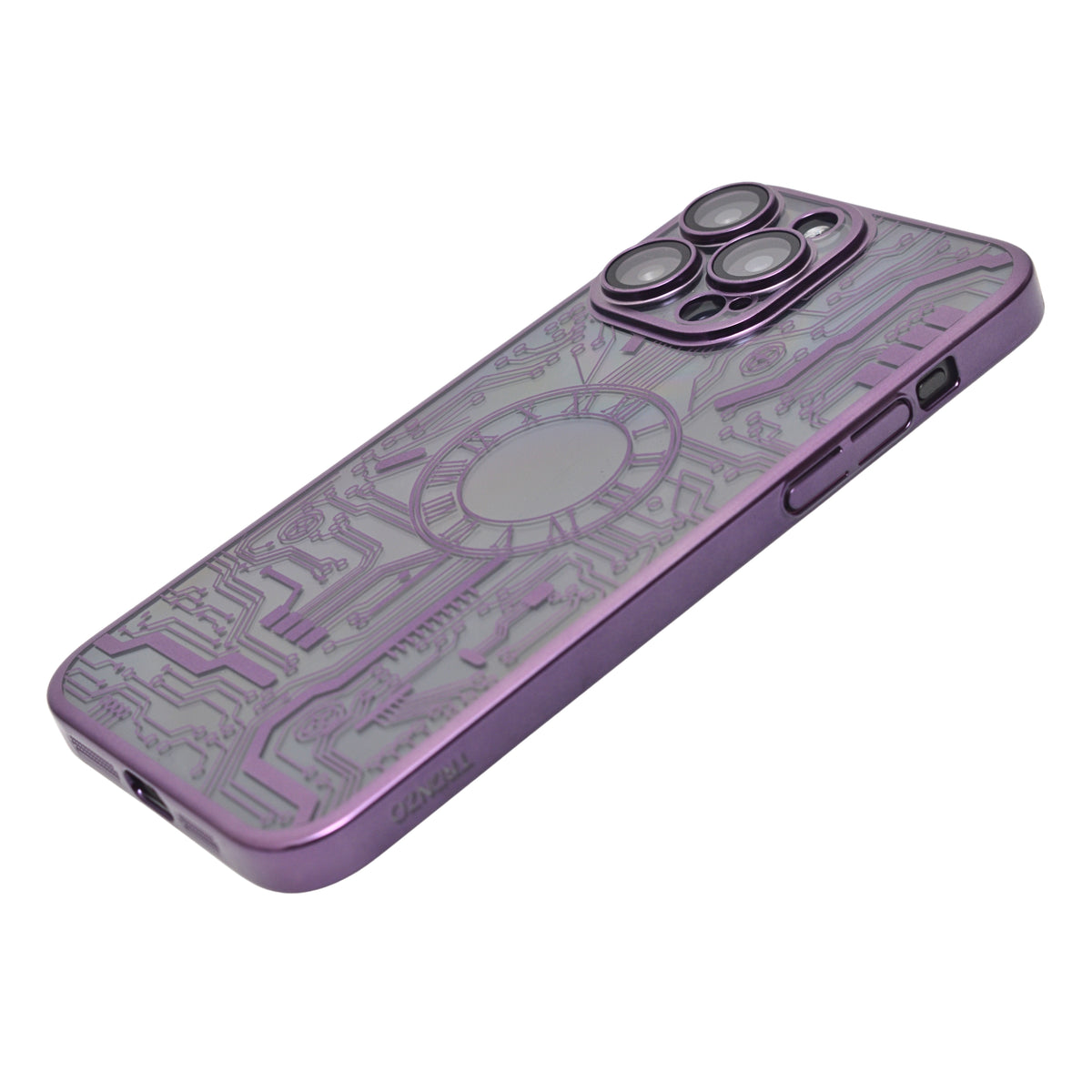 Futuristic Clock Circuit Pattern Phone Case for iPhone 14 Pro Max