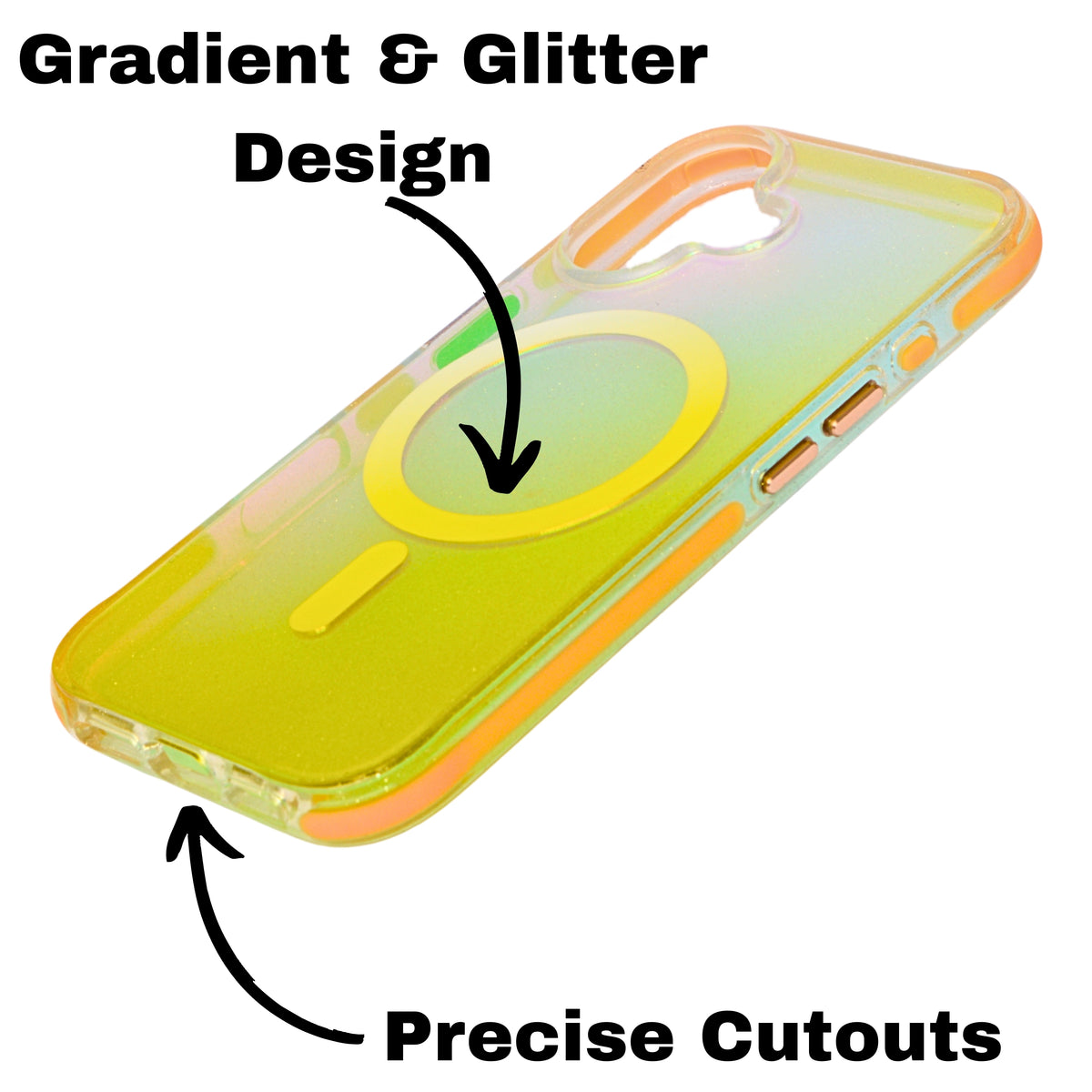 Glitter Gradient MagSafe Compatible Phone Case for iPhone 16