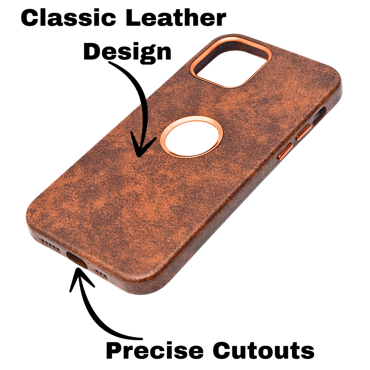 Deecase Premium Leather Finish with Metallic Logo Ring Cutout Phone Case for iPhone 12 /12Pro