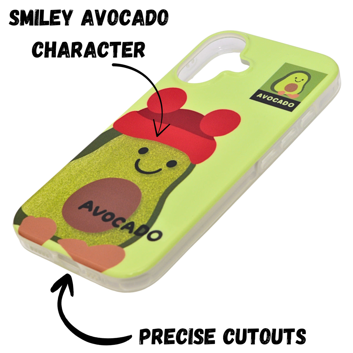 Cute Cartoon Avocado Design Soft Phone Case for iPhone 16