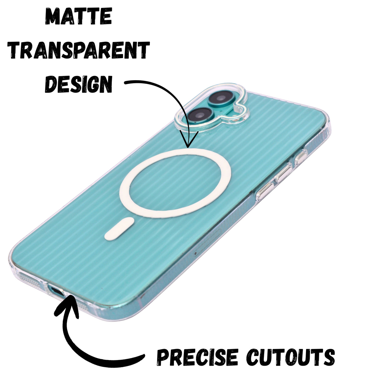 Crystal Clear Corrugated MagSafe Compatible Phone Case for iPhone 16 Plus