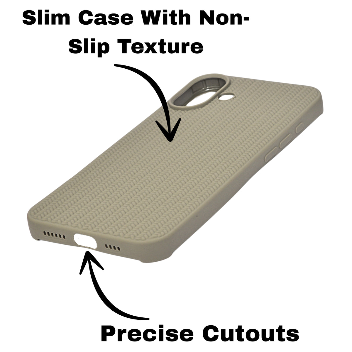 Minimal Jute Textured Matte Protective Phone Case For iPhone 16 Plus
