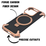 Frameless Carbon Fiber Metal Bumper Case with MagSafe Ring Stand – For iPhone 16 Pro / 16 Pro Max