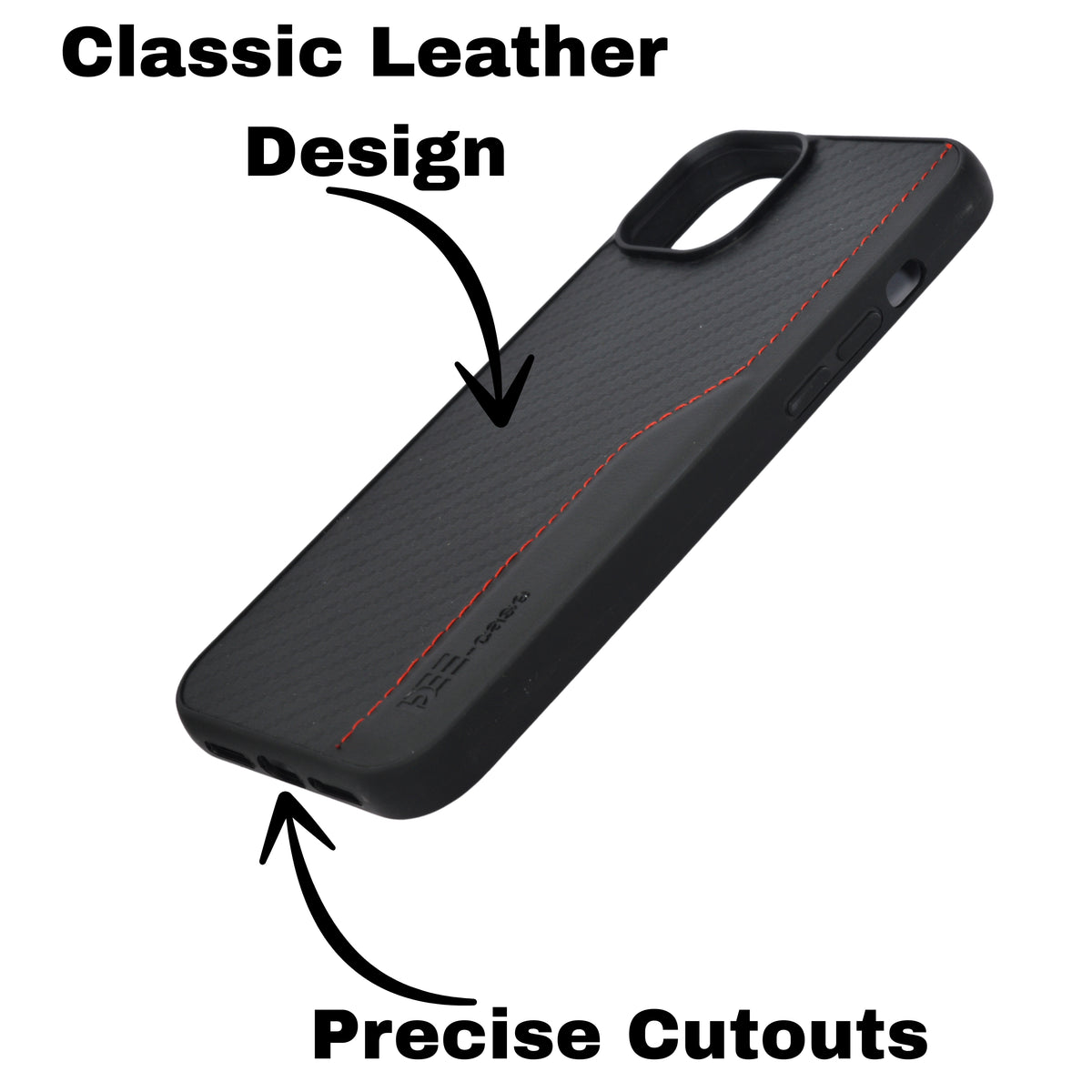 Deecase Leather Grip with Red Stitch Detailing Phone Case For iPhone 14 Plus/ 15Plus