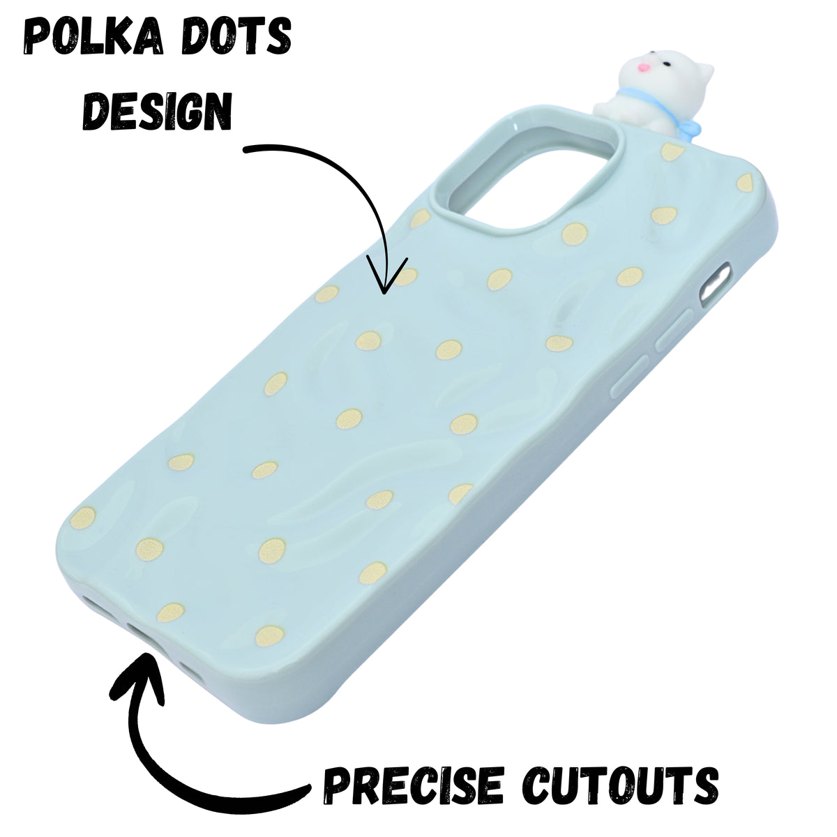 3D Cartoon Character with Polka Dots Soft Phone Case for iPhone 12/ 12 Pro