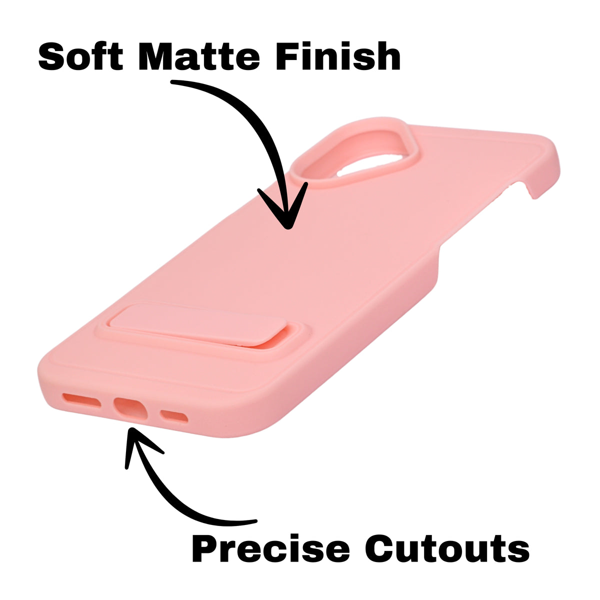 Silicone Soft Matte Finish Phone Case with Kickstand For iPhone 16 Plus