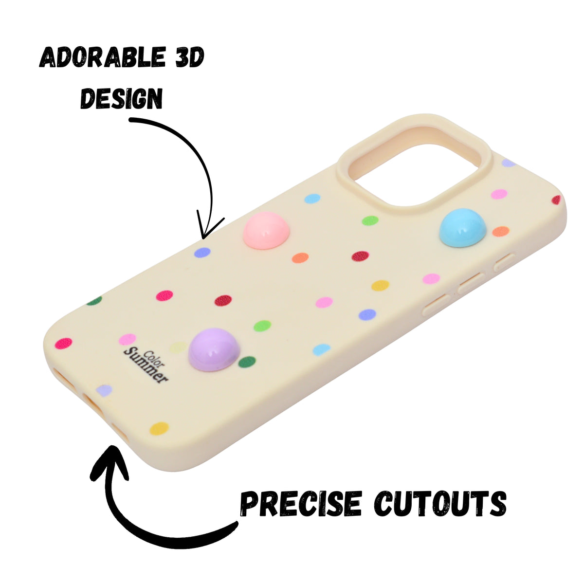 3D Colorful Polka Dot Soft Protective Phone Case for iPhone 16 Pro Max