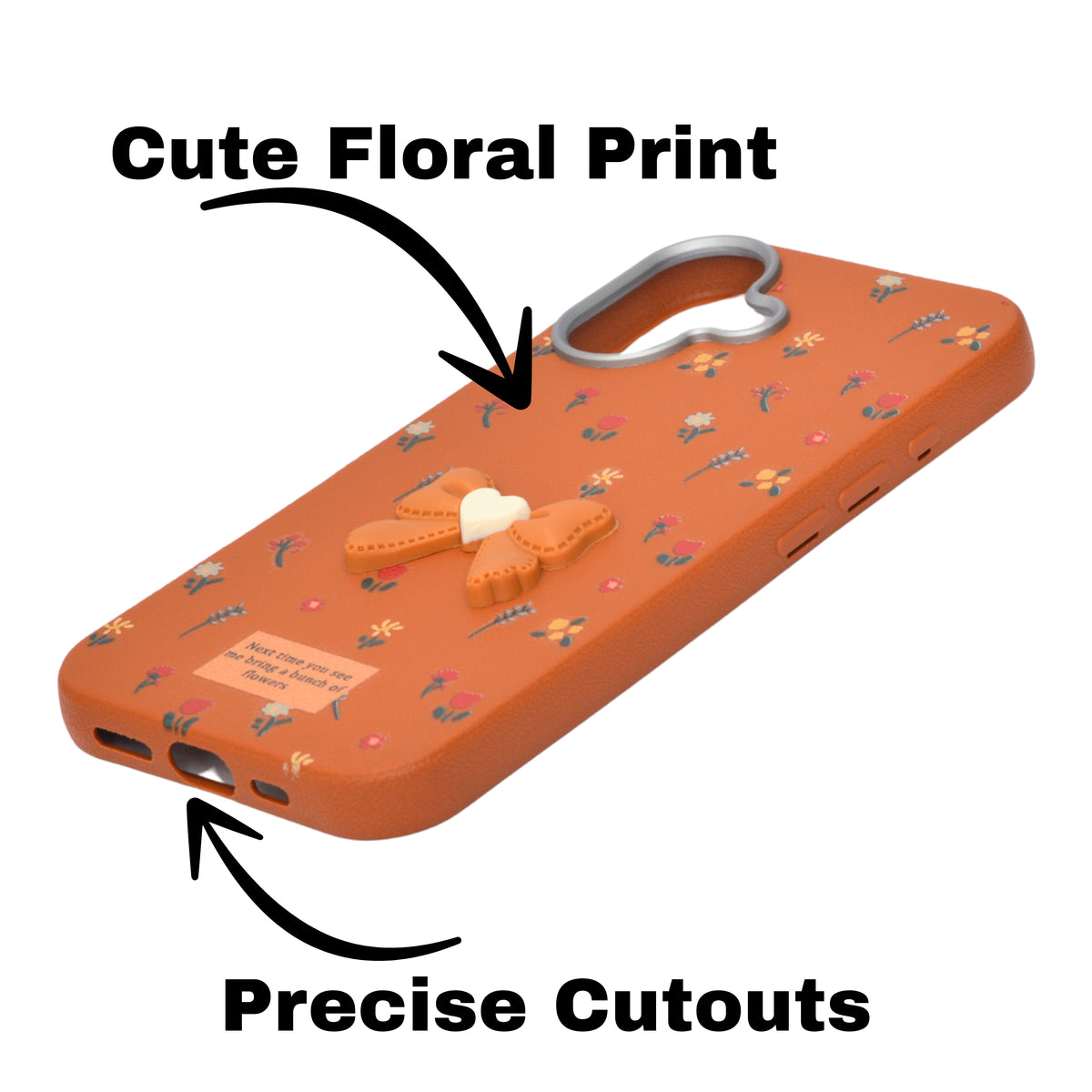 Cute Floral with 3D Bow Case For iPhone 16