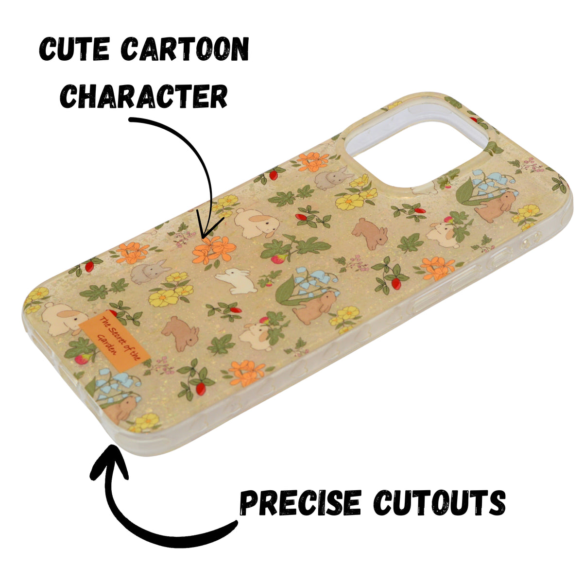 Floral Bunny Garden Design Case with Charms – for iPhone 16 Pro Max