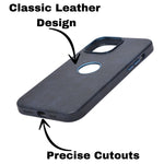 Deecase Premium Leather Finish with Metallic Logo Ring Cutout Phone Case for iPhone 14 Pro