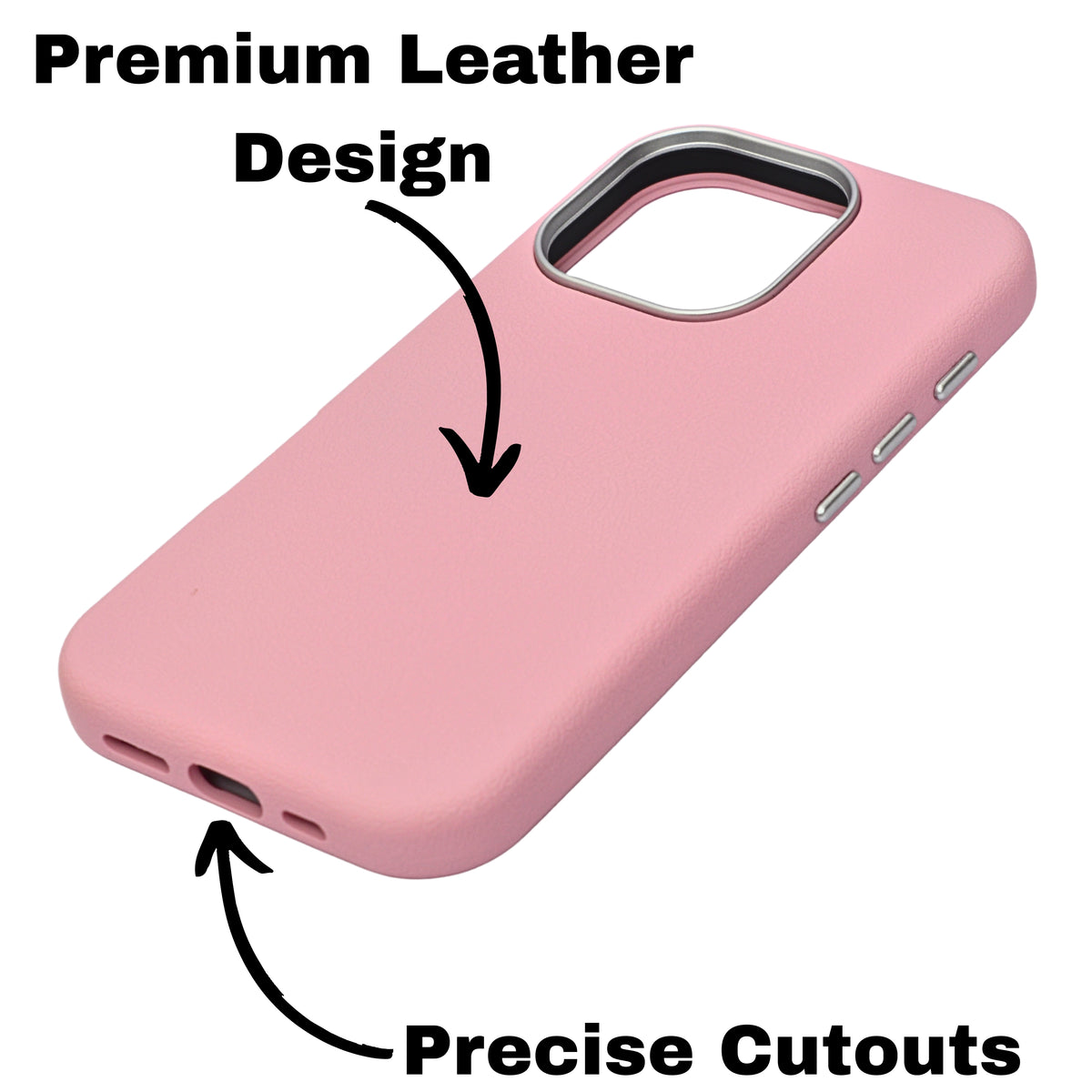 Premium PU Leather with Metal Camera Frame Phone Case for iPhone 16 Pro