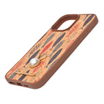 Bohemian Ethnic Print Cork Texture with Pearl Detail Phone Case for iPhone 16 Pro Max