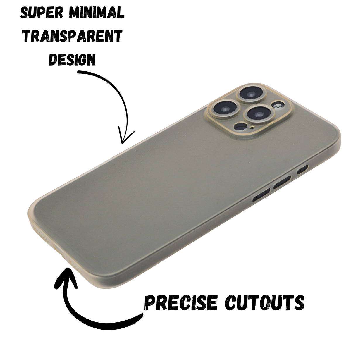 Frosted Matte Finish Transparent Phone Case for iPhone 16 Pro