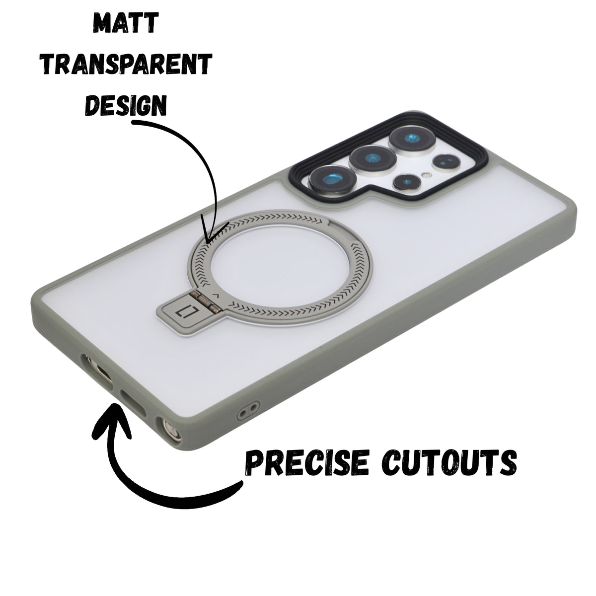 Crystal Clear MagSafe with 360° Kickstand Phone Case for Samsung S25 Ultra