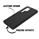 Premium Leather Texture with Metallic Camera Frame Phone Case for Samsung S25 Ultra