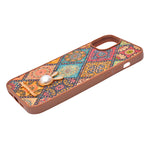 Bohemian Ethnic Print Cork Texture with Pearl Detail Phone Case for iPhone 14 Plus / 15 Plus