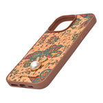 Bohemian Ethnic Print Cork Texture with Pearl Detail Phone Case for iPhone 16 Pro Max