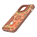Bohemian Ethnic Print Cork Texture with Pearl Detail Phone Case for iPhone 14 Pro Max