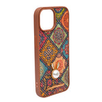 Bohemian Ethnic Print Cork Texture with Pearl Detail Phone Case for iPhone 15