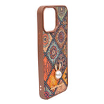 Bohemian Ethnic Print Cork Texture with Pearl Detail Phone Case for iPhone 13 Pro Max