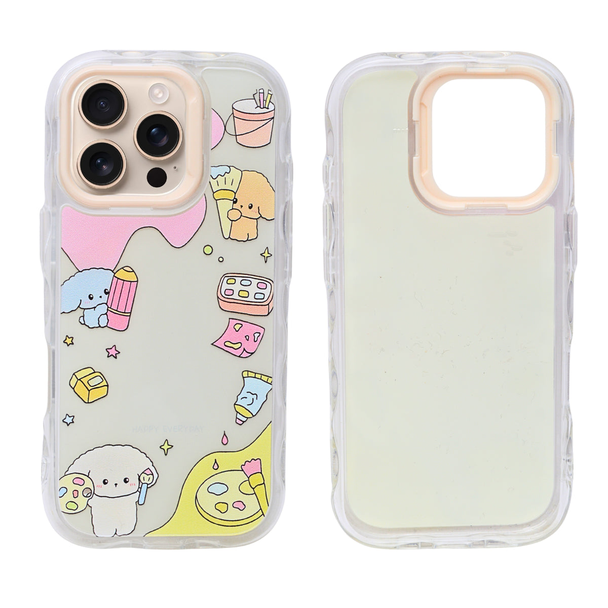Cute Transparent Wavy Edge Phone Case for iPhone 16 Pro