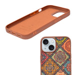 Bohemian Ethnic Print Cork Texture with Pearl Detail Phone Case for iPhone 15