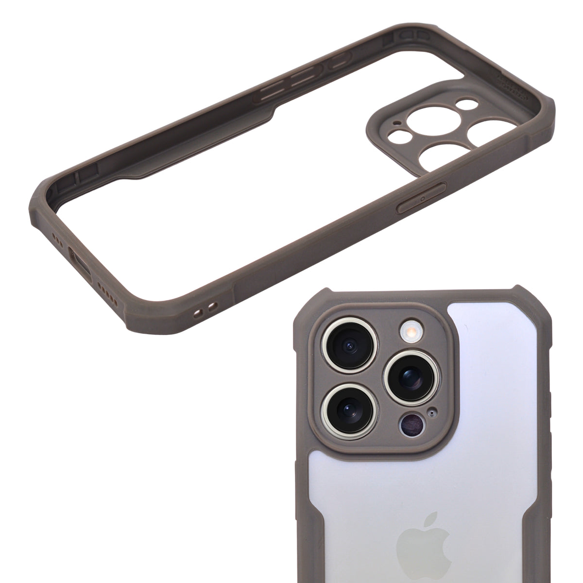 Rugged Clear Case with Black Bumper for iPhone 15 Pro