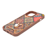 Bohemian Ethnic Print Cork Texture with Pearl Detail Phone Case for iPhone 13 Pro Max