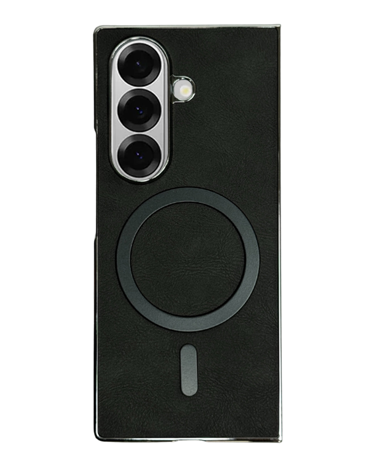 MagSafe Compatible Leather Case for Samsung Galaxy Z Fold 7 – Sleek Magnetic With Side Chrome Back Cover
