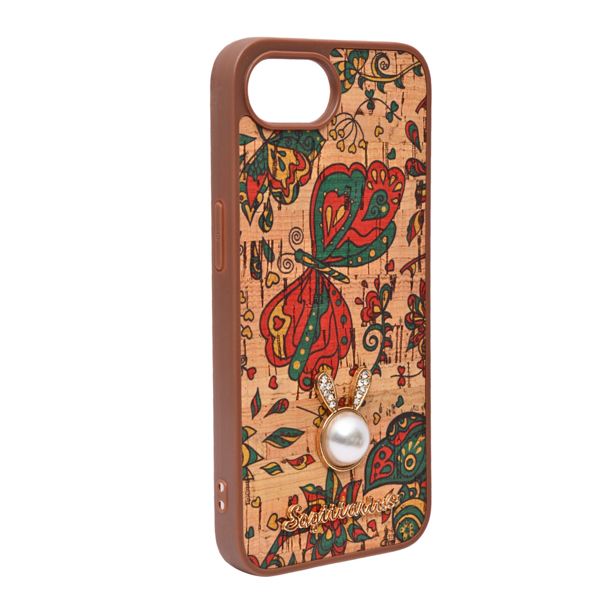 Bohemian Ethnic Print Cork Texture with Pearl Detail Phone Case for iPhone 16e
