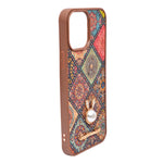 Bohemian Ethnic Print Cork Texture with Pearl Detail Phone Case for iPhone 13 Pro Max