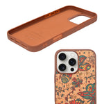 Bohemian Ethnic Print Cork Texture with Pearl Detail Phone Case for iPhone 16 Pro Max
