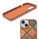 Bohemian Ethnic Print Cork Texture with Pearl Detail Phone Case for iPhone 15