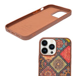 Bohemian Ethnic Print Cork Texture with Pearl Detail Phone Case for iPhone 13 Pro Max