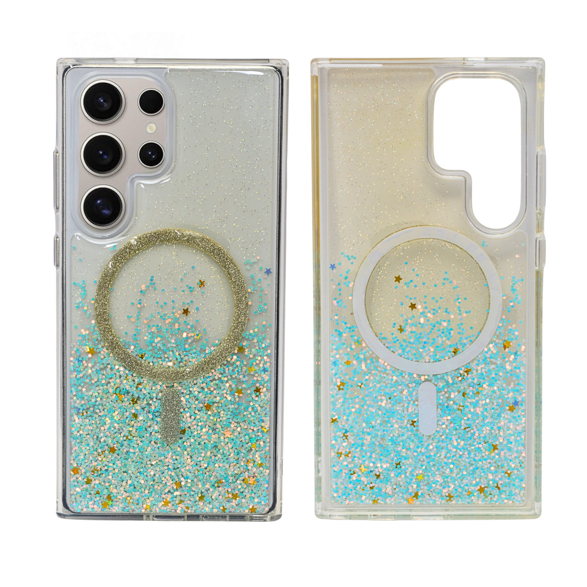 Clear Protective Case with Dynamic Glitter and MagSafe for Samsung S24 Ultra