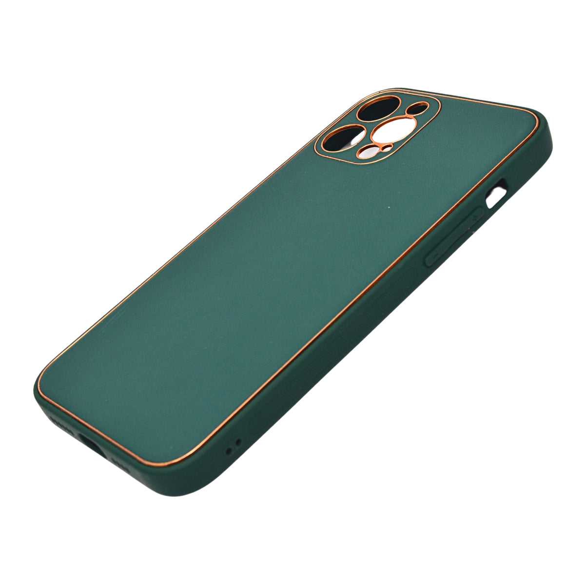 Smooth Leather Matte Phone Case with Gold Detailing for iPhone 12 Pro Max