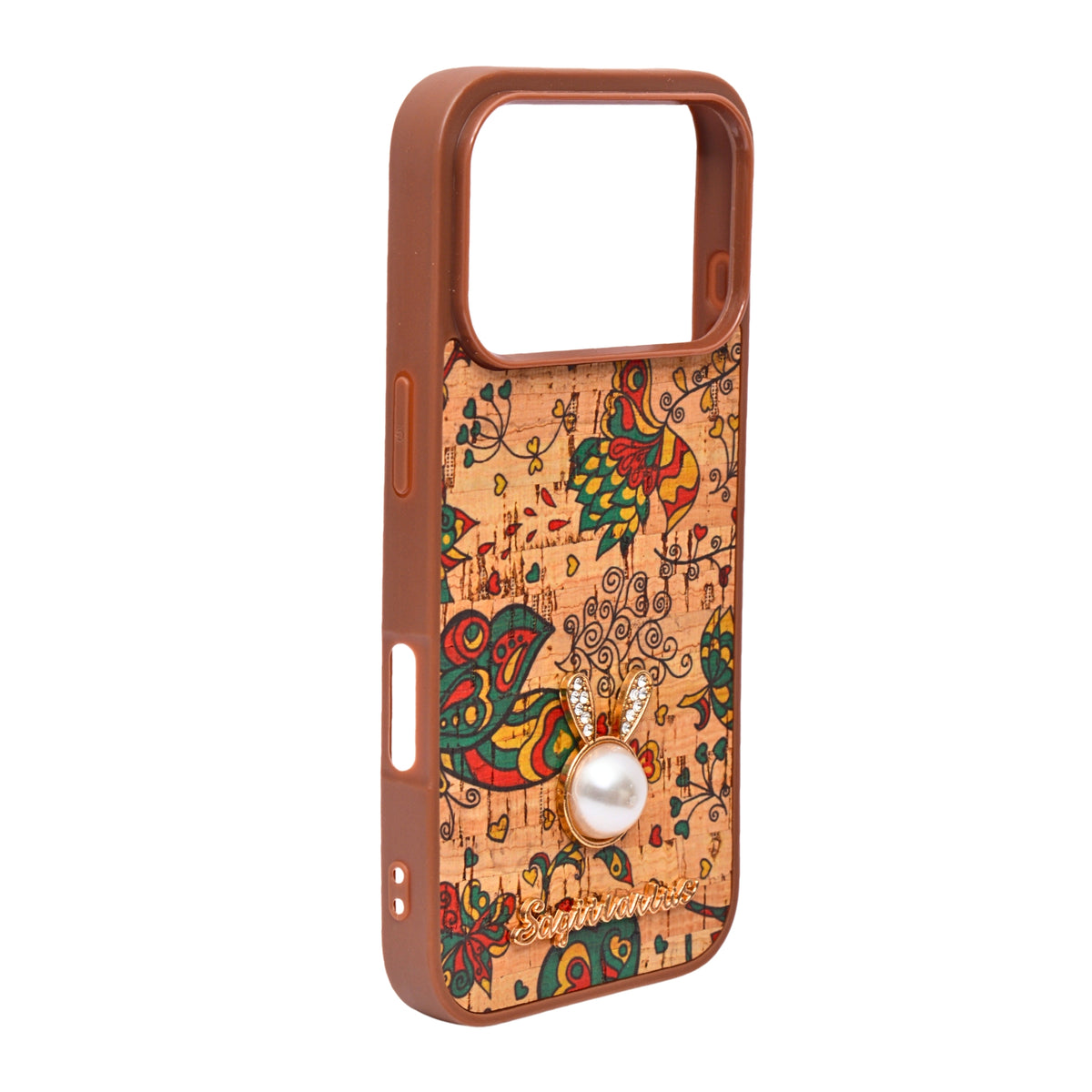 Bohemian Ethnic Print Cork Texture with Pearl Detail Phone Case for iPhone 17 Pro