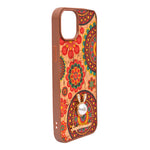 Bohemian Ethnic Print Cork Texture with Pearl Detail Phone Case for iPhone 14 Plus / 15 Plus