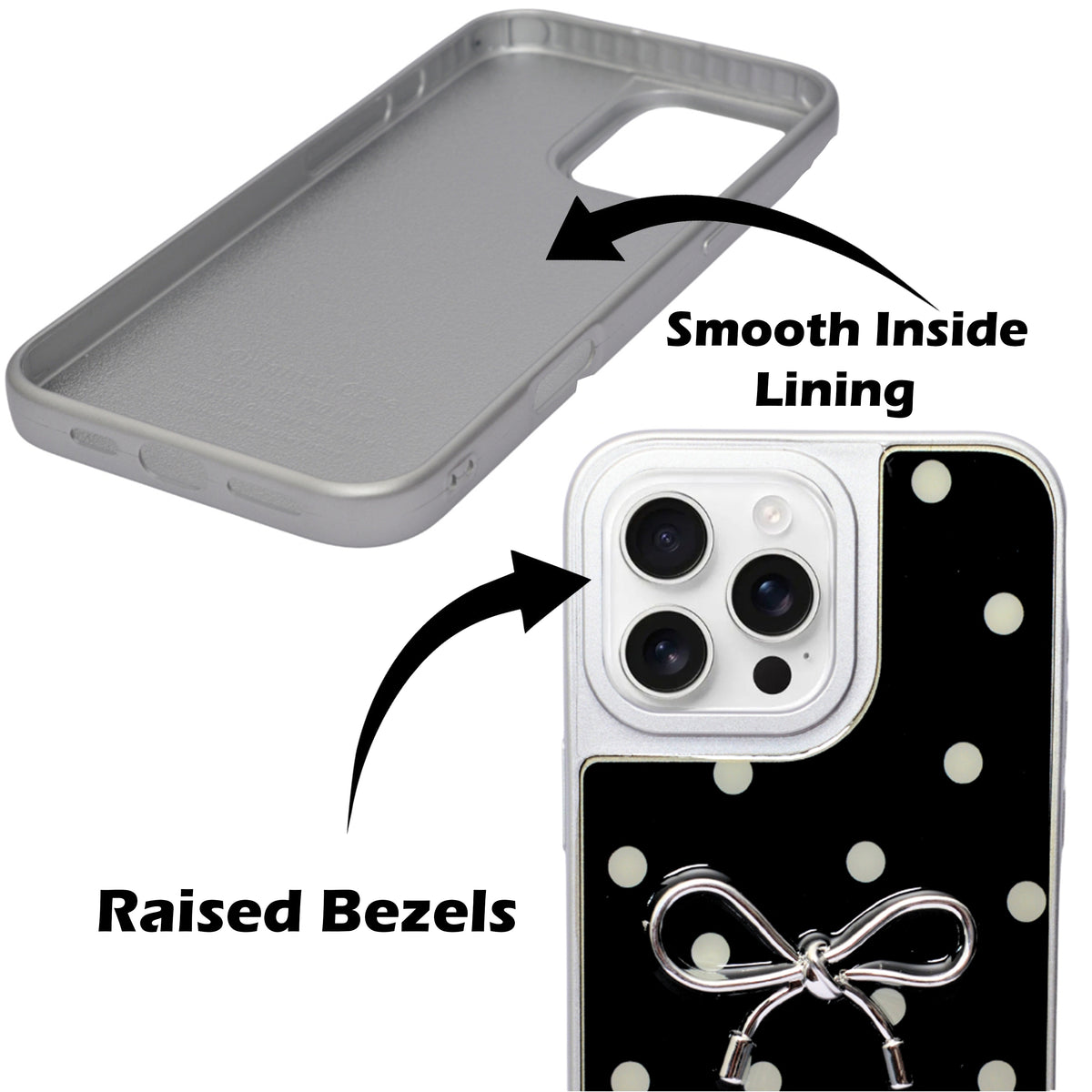 Stylish Polka Dot Bow Cover For iPhone 16 Pro Max