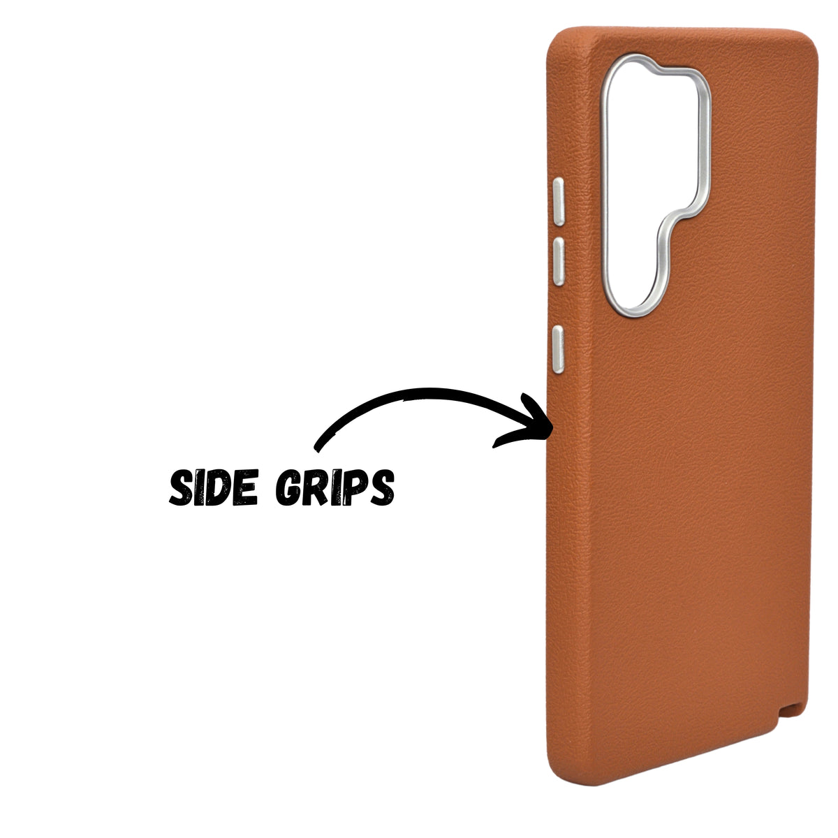 Premium Leather Texture with Metallic Camera Edge Phone Case for Samsung S25 Ultra