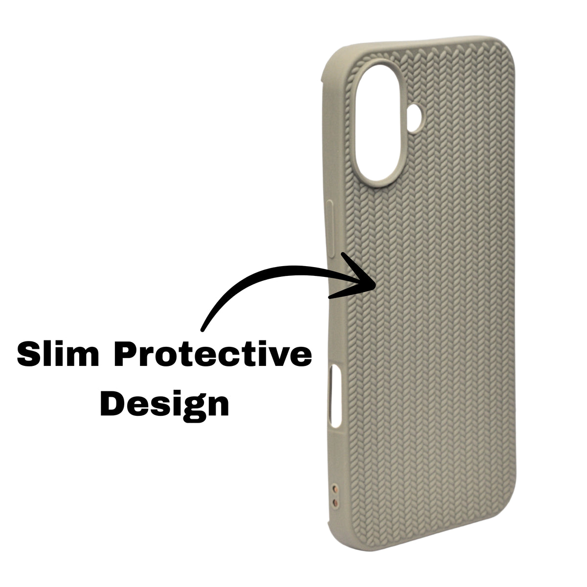 Minimal Jute Textured Matte Protective Phone Case For iPhone 16 Plus