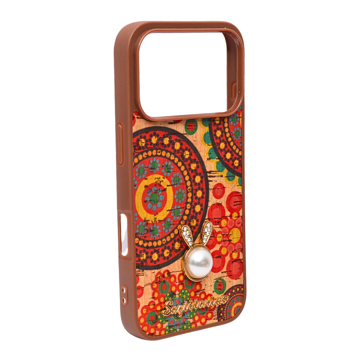 Bohemian Ethnic Print Cork Texture with Pearl Detail Phone Case for iPhone 17 Pro