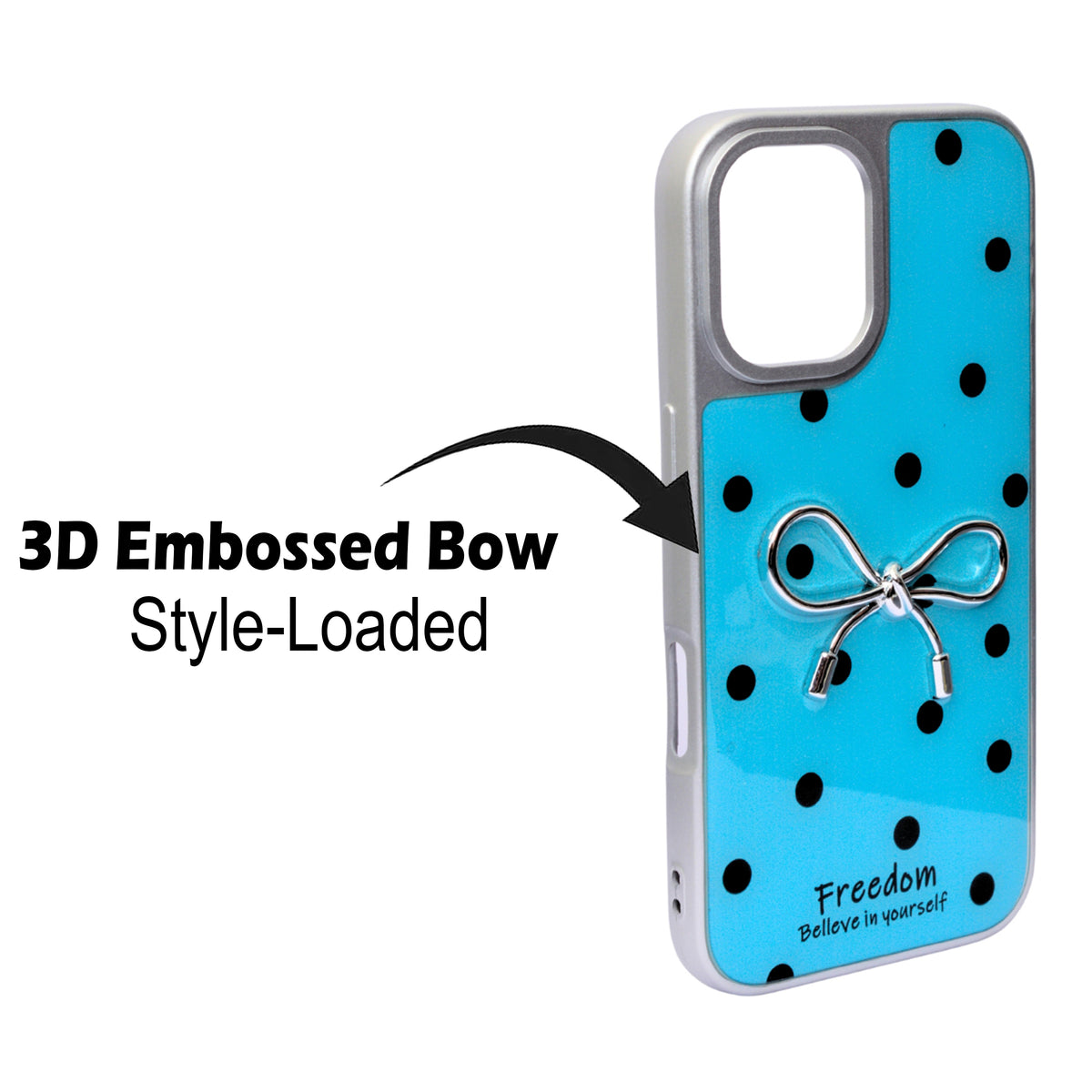 Stylish Polka Dot Bow Cover For iPhone 16