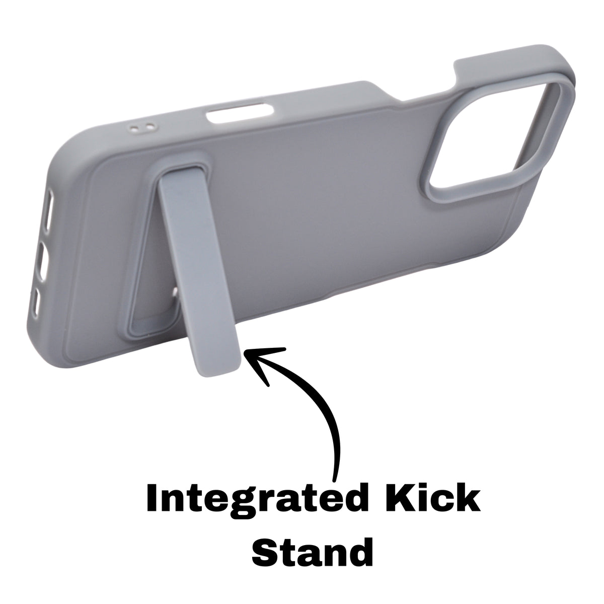 Silicone Soft Matte Finish Phone Case with Kickstand For iPhone 16 Pro Max