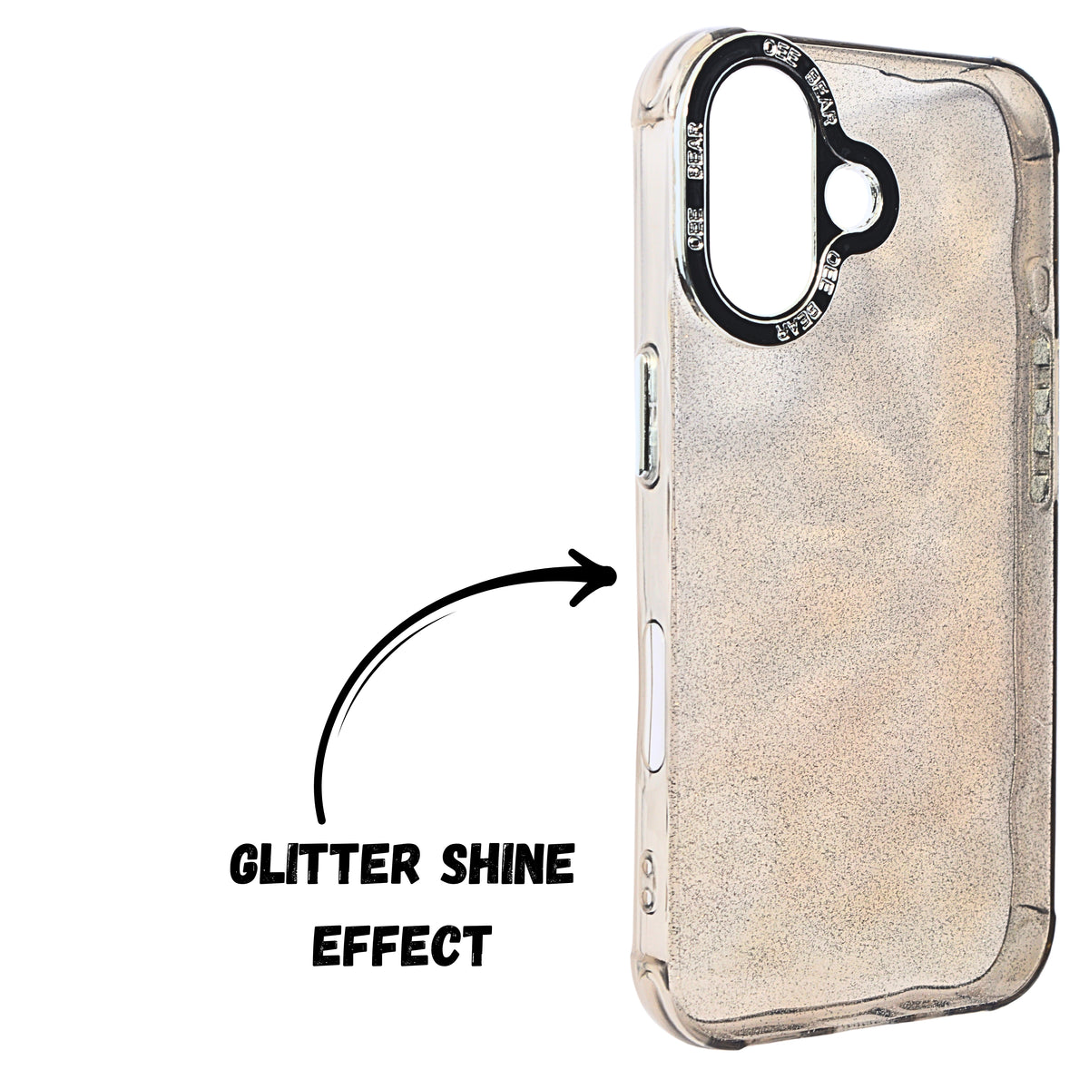 Oee Bear Glitter Transparent Phone Case For iPhone 16 Plus